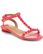 Love Moschino Studded Patent Leather Tstrap Sandals - Lyst