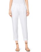 Michael Kors Cropped Linen Gabardine Trousers - Lyst