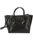 Prada Black Grained Leather Twin Pocket Tote Bag - Lyst