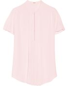 L'Agence Pleated Silk Crepe De Chine Blouse - Lyst