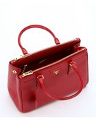 Prada Red Leather 'Lux' Small Convertible Tote Bag - Lyst