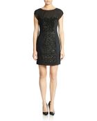 French Connection Sequined Illusion Neck Dress - Lyst