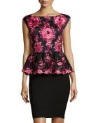 Alice + Olivia Rose-Embroidered Boat-Neck Dress - Lyst