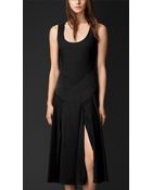 Burberry Silk Sateen Contrast Detail Dress - Lyst