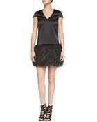 Raoul Lila Cap-Sleeve Dress W/ Ostrich Feather Skirt - Lyst
