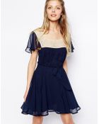 Asos Skater Dress With Lace Trim Square Neck - Lyst