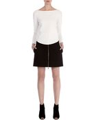 Karen Millen Zip Front Cotton Skirt - Lyst