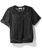 Rebecca Taylor Short Sleeve Lace Inset Top - Lyst