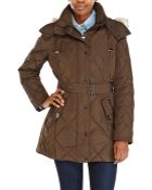 London Fog Real Fur Trim Hooded Down Coat - Lyst