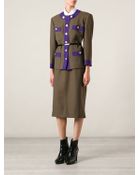 Céline Vintage Contrast Trim Skirt Suit - Lyst