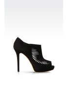 Emporio Armani Open-Toe Bootie In Suede - Lyst
