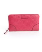 Gucci Pink Diamante Leather Ziparound Continental Wallet - Lyst