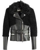 Burberry London Oxvale Leather And Shearling Biker Jacket - Lyst