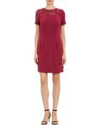 Barneys New York Asymmetrical Lace Yoke Dress - Lyst