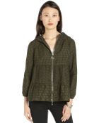 Moncler Olive Green Eyelet Embroidered 'Etain' Hooded Zip Jacket - Lyst