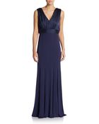 Vera Wang Drape-Back Jersey Charmeuse Gown - Lyst