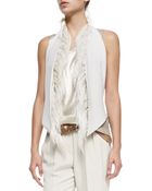 Brunello Cucinelli Vest With Ostrich Feather Placket - Lyst