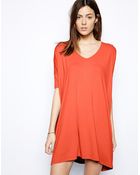 Asos T-Shirt Dress With V Neck - Lyst