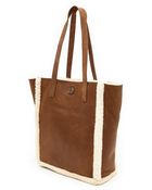 Tory Burch Shearling North South Tote Neutral - Lyst