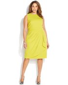 Calvin Klein Plus Size Pleat-Waist Draped Sheath - Lyst