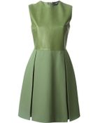 Gucci Leather Panel Skater Dress - Lyst