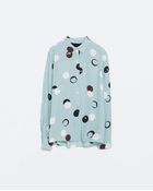 Zara Big Polka Dot Collared Blouse - Lyst