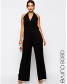 Asos Curve Exclusive Halter Jumpsuit - Lyst