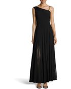 Halston Heritage Sequined Asymmetric Pleated Crepe Gown - Lyst