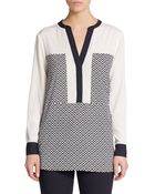 Ivanka Trump Printed Splitneck Blouse - Lyst