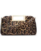 Michael Kors Berkley Leopard-Print Hair Calf Clutch - Lyst