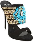Giuseppe Zanotti 120Mm Studs & Turquoise Suede Sandals - Lyst