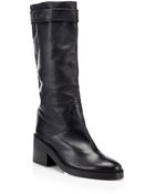 Helmut Lang Slouch Mid-Calf Leather Boots - Lyst