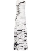 Carolina Herrera Water Print Viscose Column Gown - Lyst