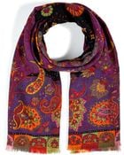 Etro Wool-Silk Paisley Print Scarf - Lyst