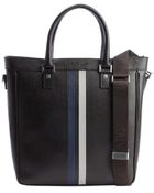 Ferragamo Dark Brown Embossed Leather Striped Tote Bag - Lyst
