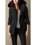 Burberry Fur Trim Down-Filled Jacket - Lyst