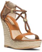 Michael Kors Sherie Braided Leather Espadrille Wedge - Lyst