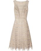Oscar de la Renta Metallic Embroidered Organza Dress - Lyst
