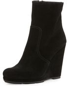 Prada Linea Rossa Suede Wedge Ankle Boot - Lyst