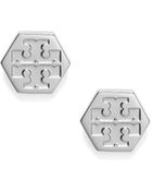 Tory Burch Hexagon Logo Stud Earring - Lyst