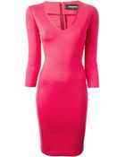 DSquared² Fitted V-Neck Dress - Lyst