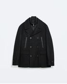 Zara Double Breasted Three Quarter Length Coat - Lyst