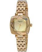 Kenneth Cole Ladies Gold Tone Stainless Steel Watch With Faceted Bezel - Lyst