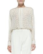 10 Crosby Derek Lam Silk Animal Spot Long Sleeve Blouse - Lyst