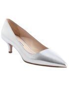 Prada Silver Leather Kitten Pumps - Lyst