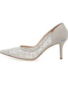 Oscar de la Renta Arthas Pointy Suede Mesh Pump - Lyst