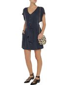 Balmain Pleated Washed-Twill Mini Dress - Lyst