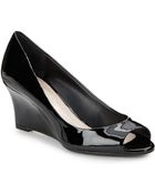 Vince Camuto Sassie Patent Leather Peep-Toe Wedges - Lyst