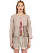 Blancha Fringed Laminated Nappa Leather Jacket - Lyst