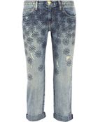 Current/Elliott The Boyfriend Embroidered Mid-Rise Jeans - Lyst